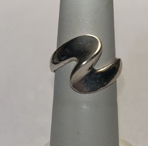 Vintage Sterling Silber 925 Abstrakt Herzschlag Schlange Welle Ring Größe 6 - Bild 2 von 7