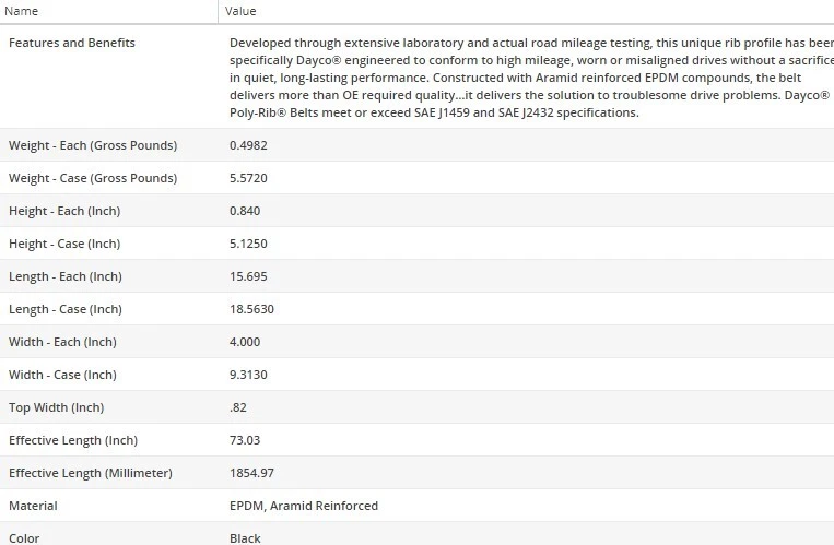 Cinturón Dayco Poly Rib Serpentine para AUDI S4 2000-2002 V6-2,7 L Foto 4 de 4