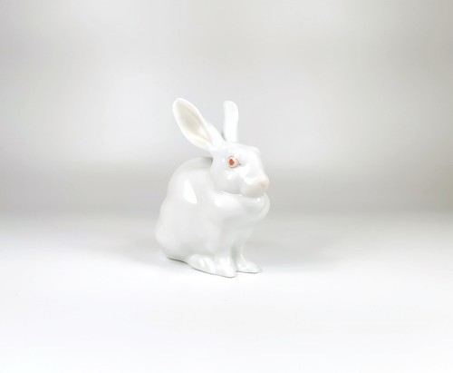 HEREND, WHITE RABBIT SITTING 5", HANDPAINTED PORCELAIN FIGURINE, MINT ! (I147) - Picture 8 of 13