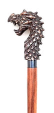 New Vintage Antique Dragon Head Handle Victorian 3Fold Wooden Walking Stick Cane