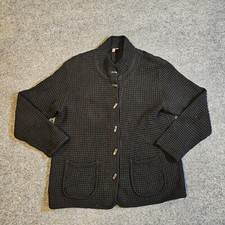 Focus Jacket Womens Medium Black Waffle Knit Button Lagenlook Pockets Casual