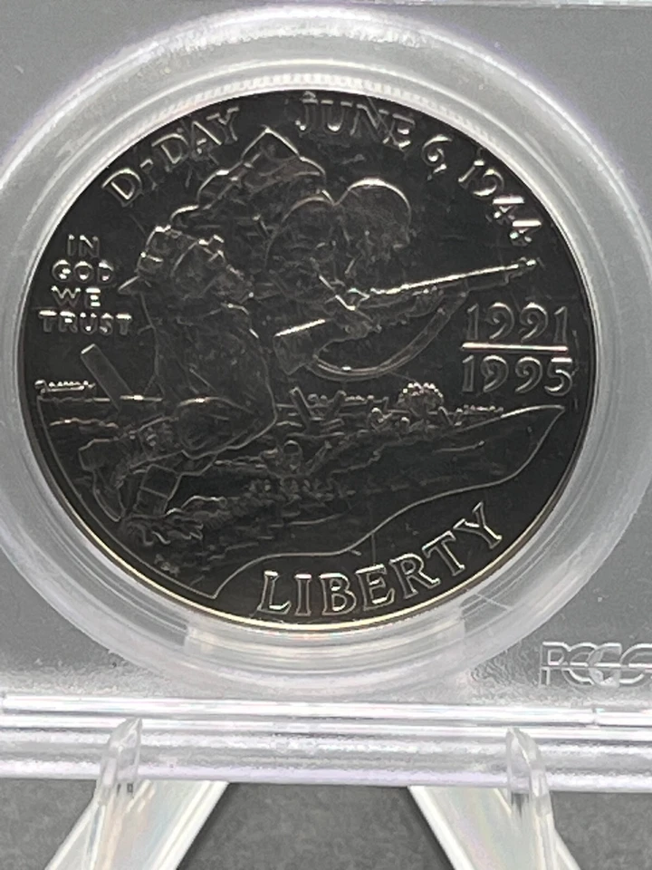 1991-1995 USA $1 Liberty WWII D-Day Coin Graded PCGS MS-69 - Image 3 of 4