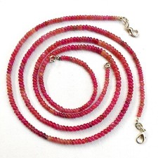 Natural Myanmar Ruby Gems 4 mm Size Smooth Rondelle Shape Beads 18" Necklace