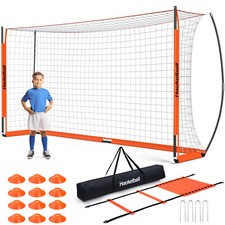 12x6ft Portable Soccer Goal Teens Adult Backyard Soccer Net w/ Ladder  12 Cones