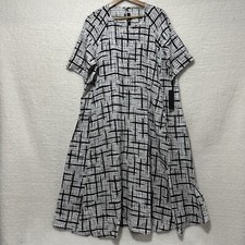 SYDNEY PROJECT Women’s White Black Puzzle Pieces A-Line Dress Size L Made In USA