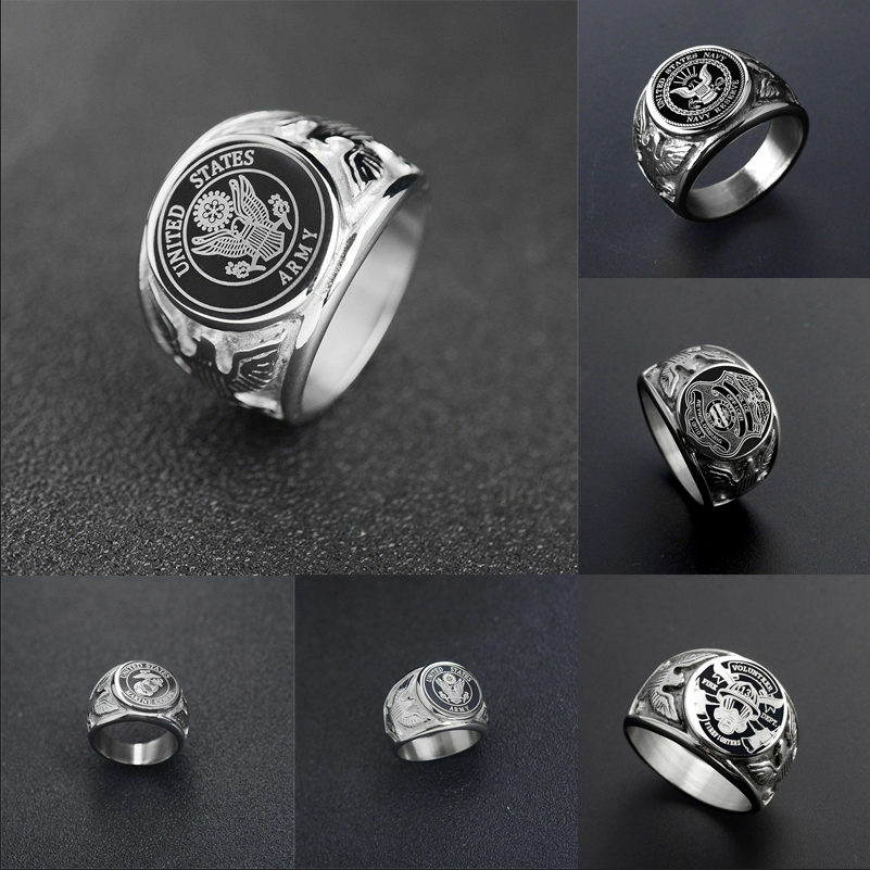 USA Military Ring United States Marine Corps US Army Men Signet