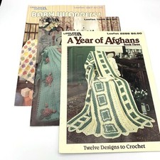THREE Leisure Arts Year of Afghans Baby Wrappers Victorian Beauties Crochet Knit