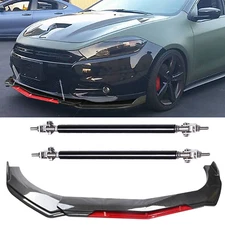 Front Bumper Lip Splitter Spoiler Strut Carbon Fiber For Dodge Dart