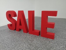 Schriftzug "SALE" 4 Buchstaben 59 cm Styropor Werbung Ladenausstattung Outlet 3D
