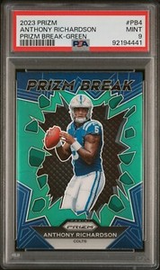 2023 Panini Prizm Anthony Richardson RC Green Prizm Break Rookie SP Colts PSA 9