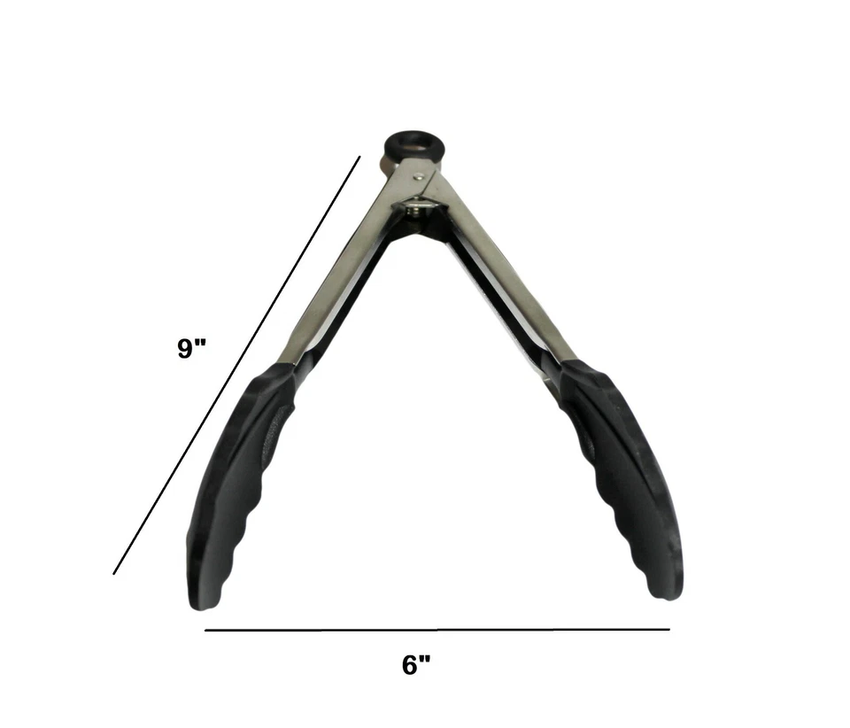 Pinzas de agarre de silicona WINCO-9" acero inoxidable resistente al calor hasta 600°F (2 piezas) Foto 3 de 4