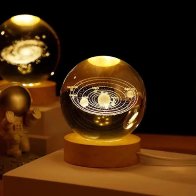 3D Planet Kugel Galaxie Nachtlicht LED Kristall Nachttischlampe USB Kinder Geschenke