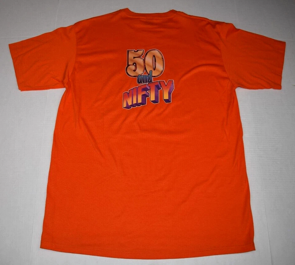 Camiseta Vintage Jerzees Talla M/L Años 80 Estadísticas Edad 50 y Camisa Naranja Inficante Foto 4 de 4