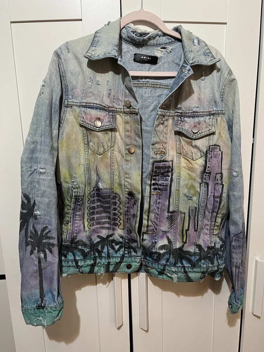 Amiri Cracked Tie-Dye Denim Jacket