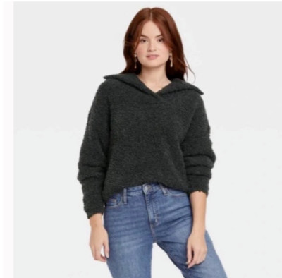 Universal Thread Split Neck Lounge Pullover Sweater Charcoal - Womens XXL NEW