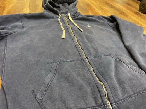 Polo Ralph Lauren Hoodie XL Thermal Blue Full Zip Drawstrings Pockets Casual Men - Picture 4 of 13