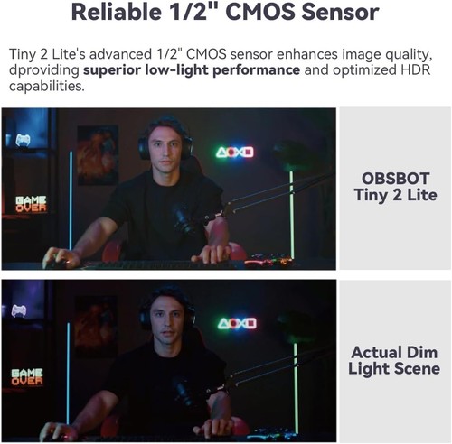OBSBOT Tiny 2 Lite mit Mikrofon und Stativ 4K-Webcam-Streaming mit Metallstativ - 第 7/9 張圖片