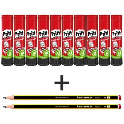 STAEDTLER PRITT Klebestift 11g WA11 SPARPACK 10 Stück + 2 Bleistite GRATIS