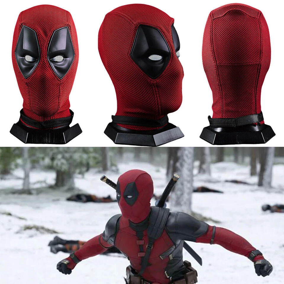 Máscara facial completa de lujo Deadpool transpirable casco de punto utilería de Halloween juegos con disfraces Foto 3 de 4