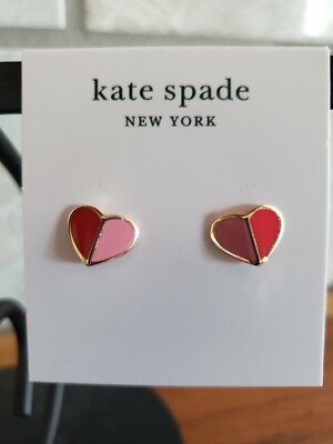 kate spade Heritage Spade Small Heart Studs Pink Multi- NWT- $48 