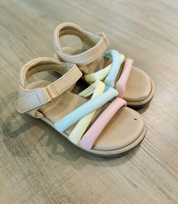Cat & Jack Girls' Toddler Kari Ankle Strap Sandals Pastel Rainbow Size US 5