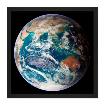 Blue Marble Earth Eastern Hemisphere Photograph  Square Framed Mountless Art