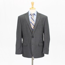 Chaps 44R Gray Sport Coat Blazer Jacket Check 2B Polyester