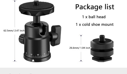 Mini treppiede a vite testa a sfera con attacco Hot Shoe 360° rotazione panoramica mo - Foto 6 di 6