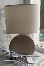 Dunelm Ceramic Beige Base Cream Shade Table lamp Working Order 30 x 19 cm