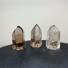 Natural Quartz Crystal: 3 Smoky Clear Polished Crystals Buy Exact Stones #e8127