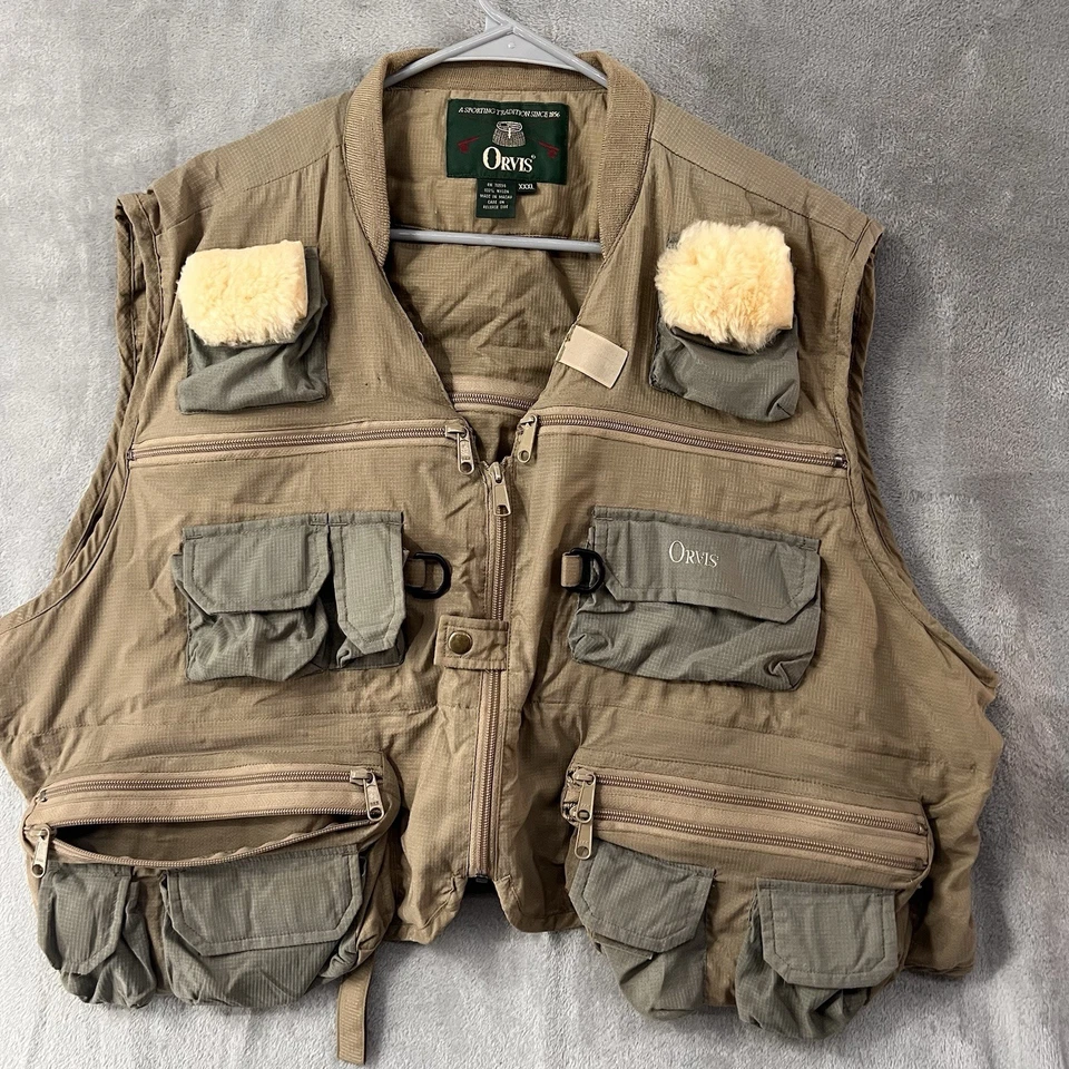 Orvis Super Tack-L-Pak Fliegenfischer Weste Grün Herren XXXL Top Zustand