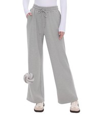 Womens Fleece Lined Wide Leg Sweatpants with Pockets - Thermal Lounge Pants