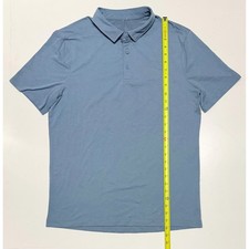 Lululemon Evolution Polo Shirt Mens Large Blue Short Sleeve Golf Activewear
