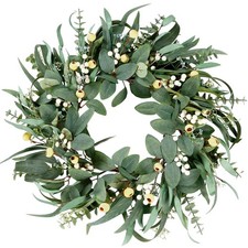 Artificial Eucalyptus Wreath - 21 Inch Greenery Wreath with Green Leaves and ...