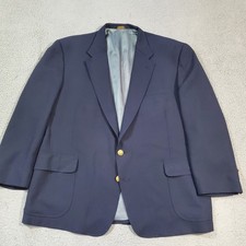 Vintage Stafford Blazer Sport Coat Jacket Mens 50R Blue Gold Buttons Worsted