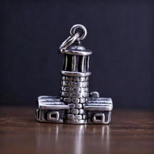 Vintage Sterling silver lighthouse charm, 925 silver pendant