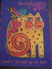 UNUSED 1990s vintage greeting card Laurel Burch BIRTHDAY "Cat & Kindred Spirit" — photo 2