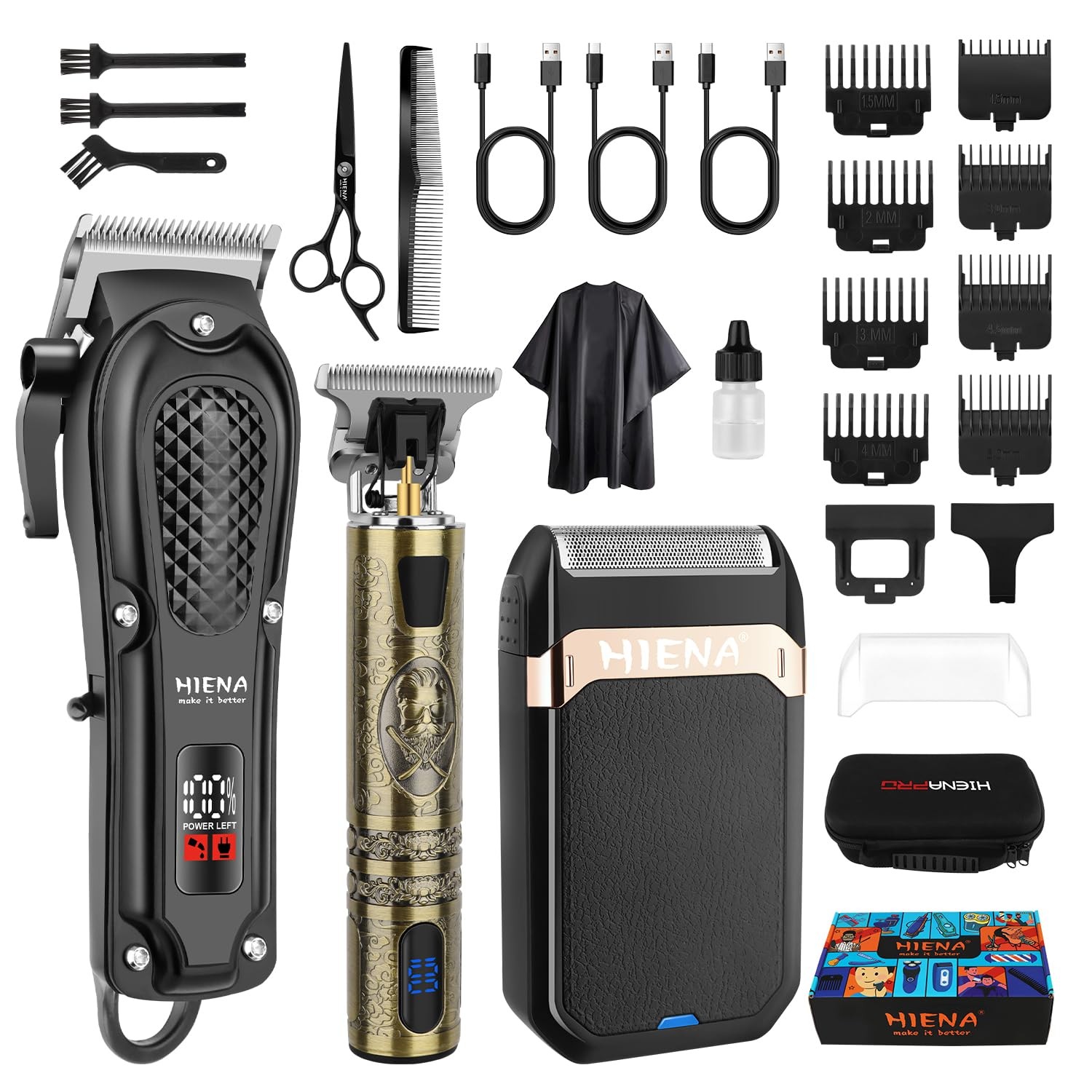 HIENA PRO Professional Hair Clippers for Men, Cordless Hair Clipper for Hair ...