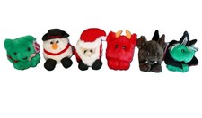LOT 6 Puffkins Swibco 1994 Round Beanie Stuffed Plush JINGLE FLURRY HO-HO RED..