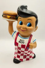 Vintage 1999 Advertising Coin Piggy Bank Big Boy w/Hamburger 8"