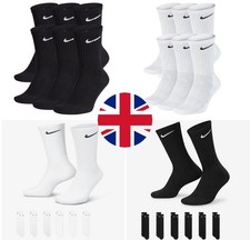Nike Everyday Cushioned Crew Socks 6 Pairs SX7666 Black White Dri-FIT Sports Gym