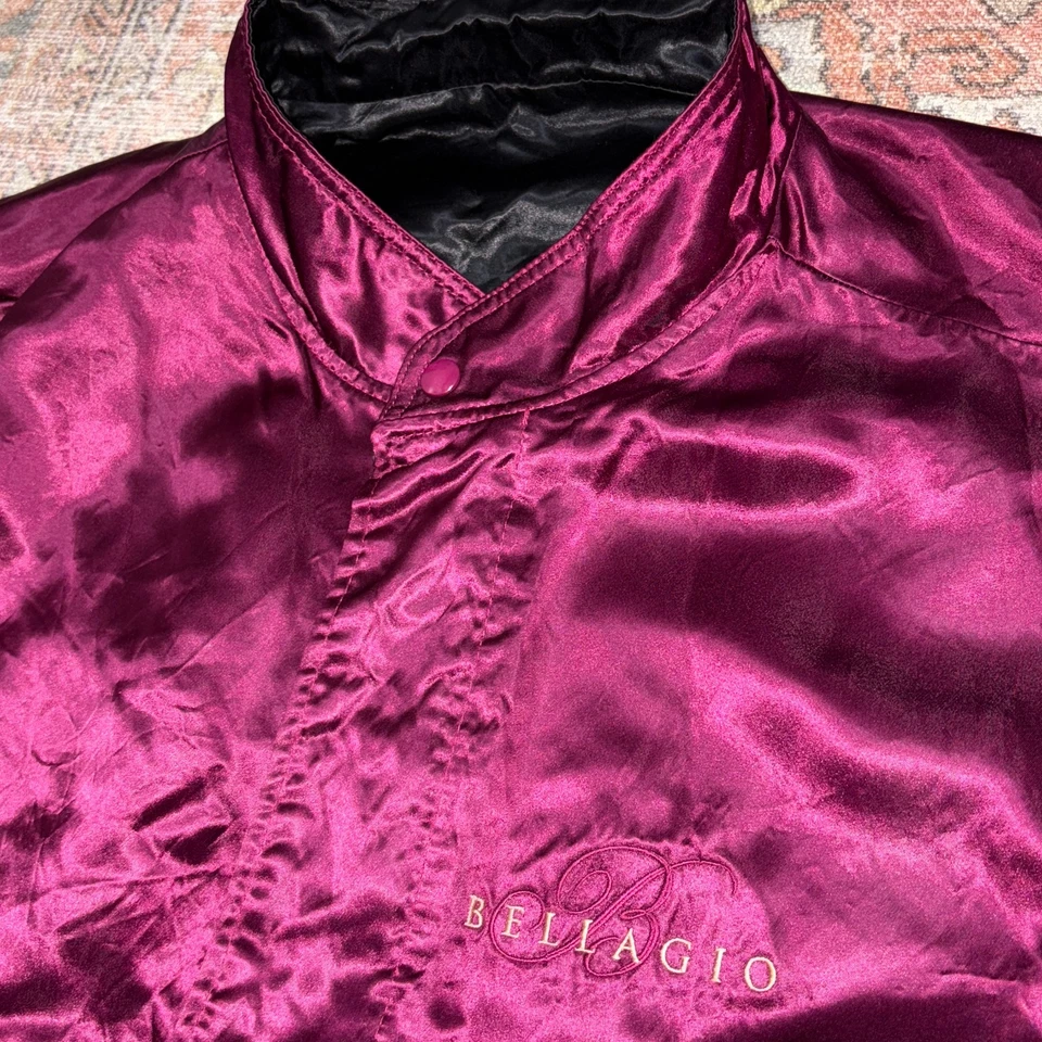 Chaqueta Bomber BELLAGIO Satinada Para Hombre Mediana Reversible Gran Tamaño Suelta Granate Negra Foto 3 de 4