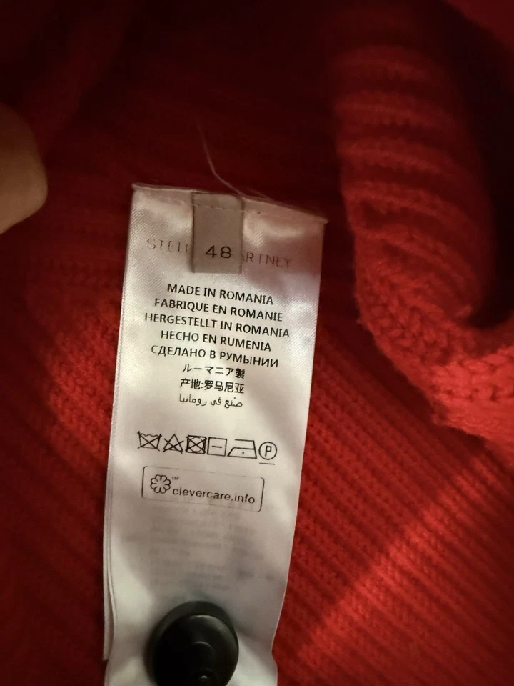 Suéter de Lana Stella McCartney Cubierta Vestido Aberturas Laterales Mangas Abullonadas ROJO ¡Guau! Talla 48 Foto 3 de 4