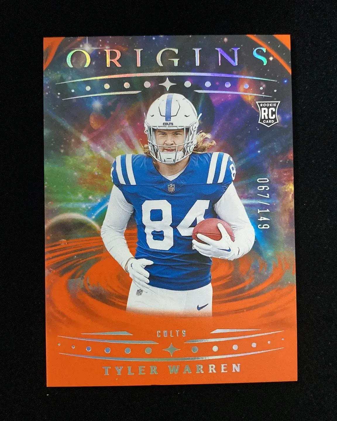 2025 Panini Origins Orange #135 Tyler Warren RC Rookie 067/149 Colts HD