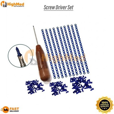 Maxillofacial 10 Pcs 1.5mm Mini Plates 80 Pcs Titanium Screws & Screw Driver Set