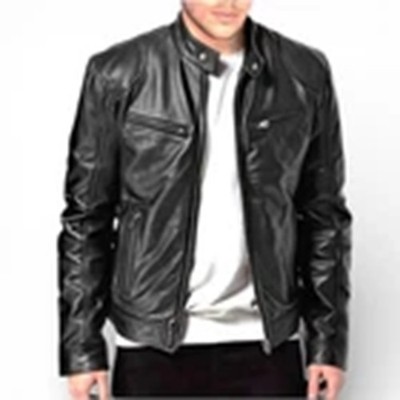 Men's Lambskin Leather Jacket Racer Biker Cafe Real Motorcycle Genuine Mens Coat