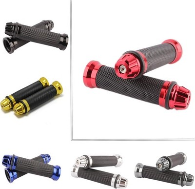 7/8'' CNC Hand Grips Aluminum Rubber Gel Handlebar for Sport Bike Color: Red