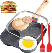 4-Cup Egg Pan, Premium Egg Pans Nonstick, Omelette Pan with Lid , Healthy Egg Fr