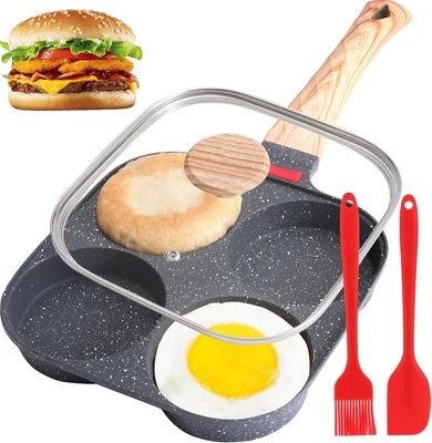 4-Cup Egg Pan, Premium Egg Pans Nonstick, Omelette Pan with Lid , Healthy Egg Fr