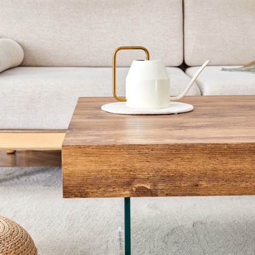 Natural Style MDF Coffee Table - 39.3"x21.6" with Tempered Glass Legs.Density - Picture 34 of 72